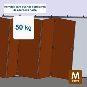 Ferrures pour portes accordeon jusqu´à 50 kg