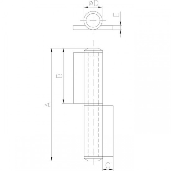 Charnière roulée dessin technique