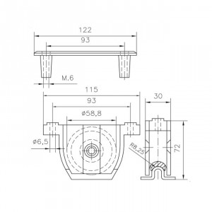 Roue applique Ø60, roue a gorge porte coulissante pvc