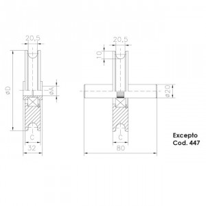 Roue gorge «U» 20 mm pour portes