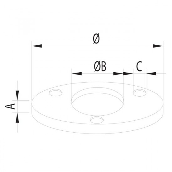 Embase 3 trous inox pour garde corps