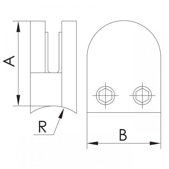 Pince ronde embase courbée dessin technique