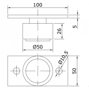 Guide inferieur U-50 pour portes coulissantes