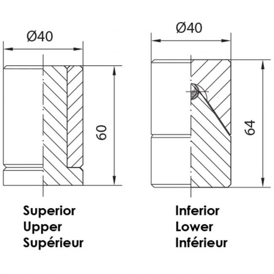 Pivot de 40mm à billes, pivot de portail 40 bille