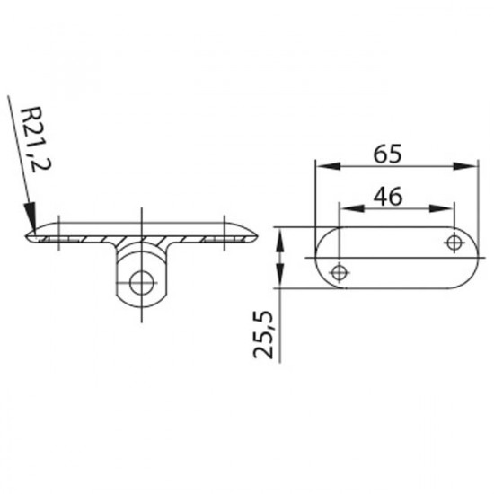 Plaque support pour tube rond garde corps inox