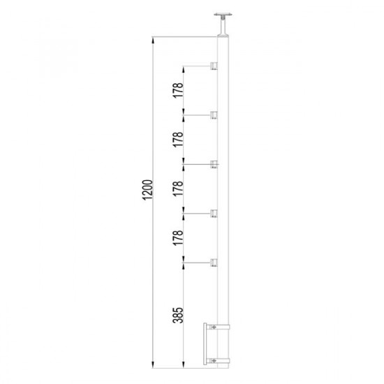 Poteau à mur 5 supports de platine poteux inox