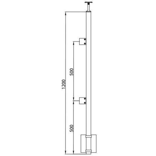 Poteau 2 pinces, poteaux inox garde corps