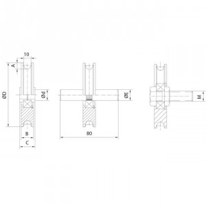 Roue gorge de 10 mm en nylon pour porte basculantes