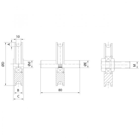 Roue gorge de 10 mm en nylon pour porte basculantes