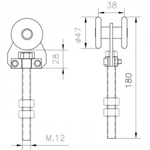 Roulette porte coulissante metallique u60 simple