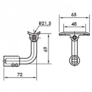 Support tube carré 90º réglable garde corps inox