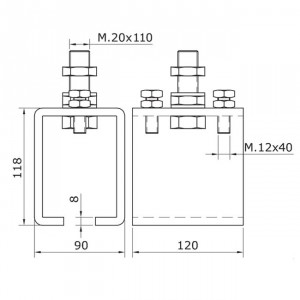 Support rail U-70 réglable portes coulissantes