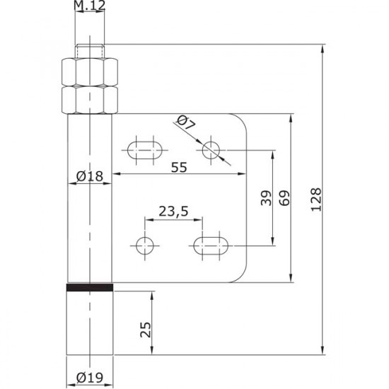 Guide inférieur d´extrémité à visser U-19 portes coulissantes