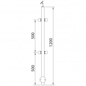 Poteau à mur avec 4 pinces à verre 180º inox pour garde corps