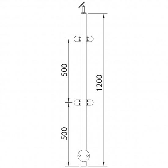 Poteau à mur avec 4 pinces à verre 180º inox pour garde corps