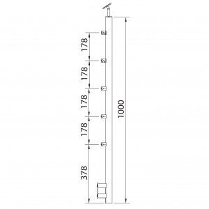 Poteau à mur avec 5 supports tige 12 mm inox