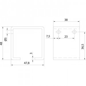 Support rail U-40 à souder inoxydable pour portes coulissantes