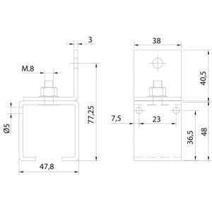 Support à mur pour rail U-40 avec vis pour portes