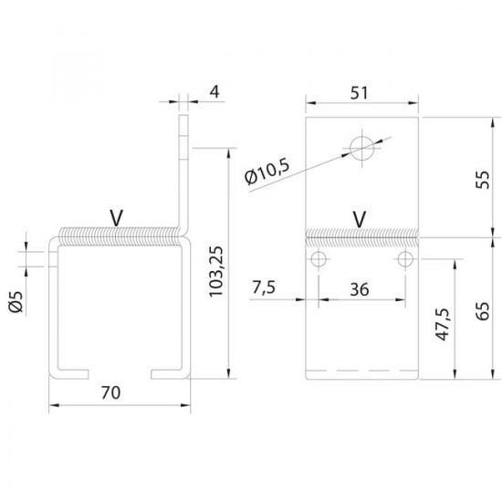 Support pour rail U-60 à mur soudé inoxydable portes coulissantes