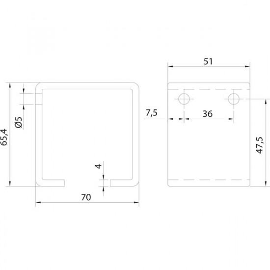 Support rail U-60 à souder portes coulissantes