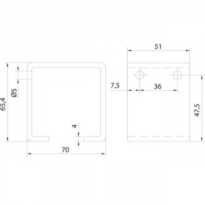 Support rail U-60 à souder inoxydable portes colissantes