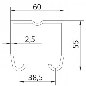 Rail superieur U-60 inoxydable pour portes coulissantes