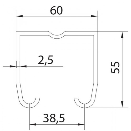 Rail superieur U-60 inoxydable pour portes coulissantes