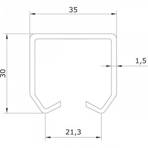 Rail superieur U-30, pour porte coulissante