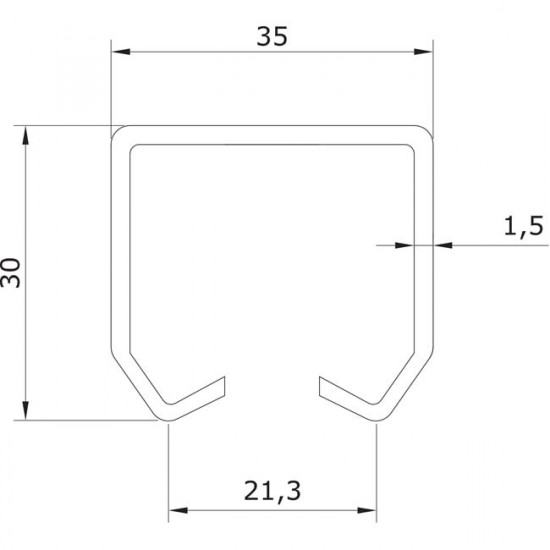 Rail superieur U-30, pour porte coulissante