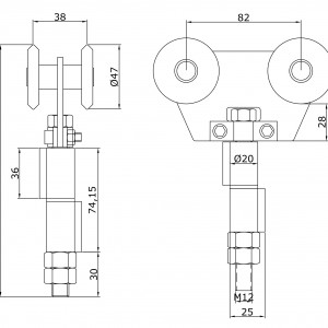 Chariot double U-60 inoxydable intermédiaire à souder portes