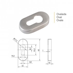 Rosace ovale bequille porte