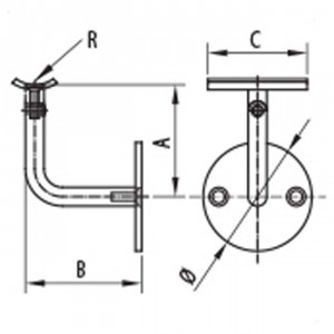 Support mur réglable 3 pièces 90º pour garde corps inox