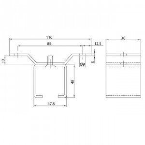 Support pour rail U-40 à plafond inoxydable pour portes coulissantes