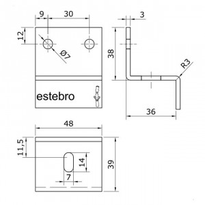 Support rail U-30 pour porte coulissante