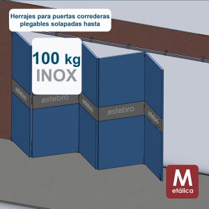 Ferrures pour portes coulissantes superposées jusqu´à 100 kg en acier inoxydable