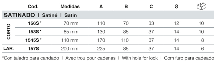 Mesure Verrous à souder avec pattes Inox satiné