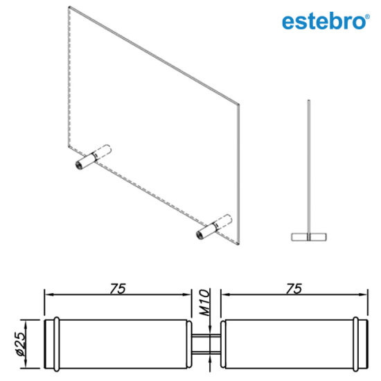 Supports pieds 25x150 plats-l